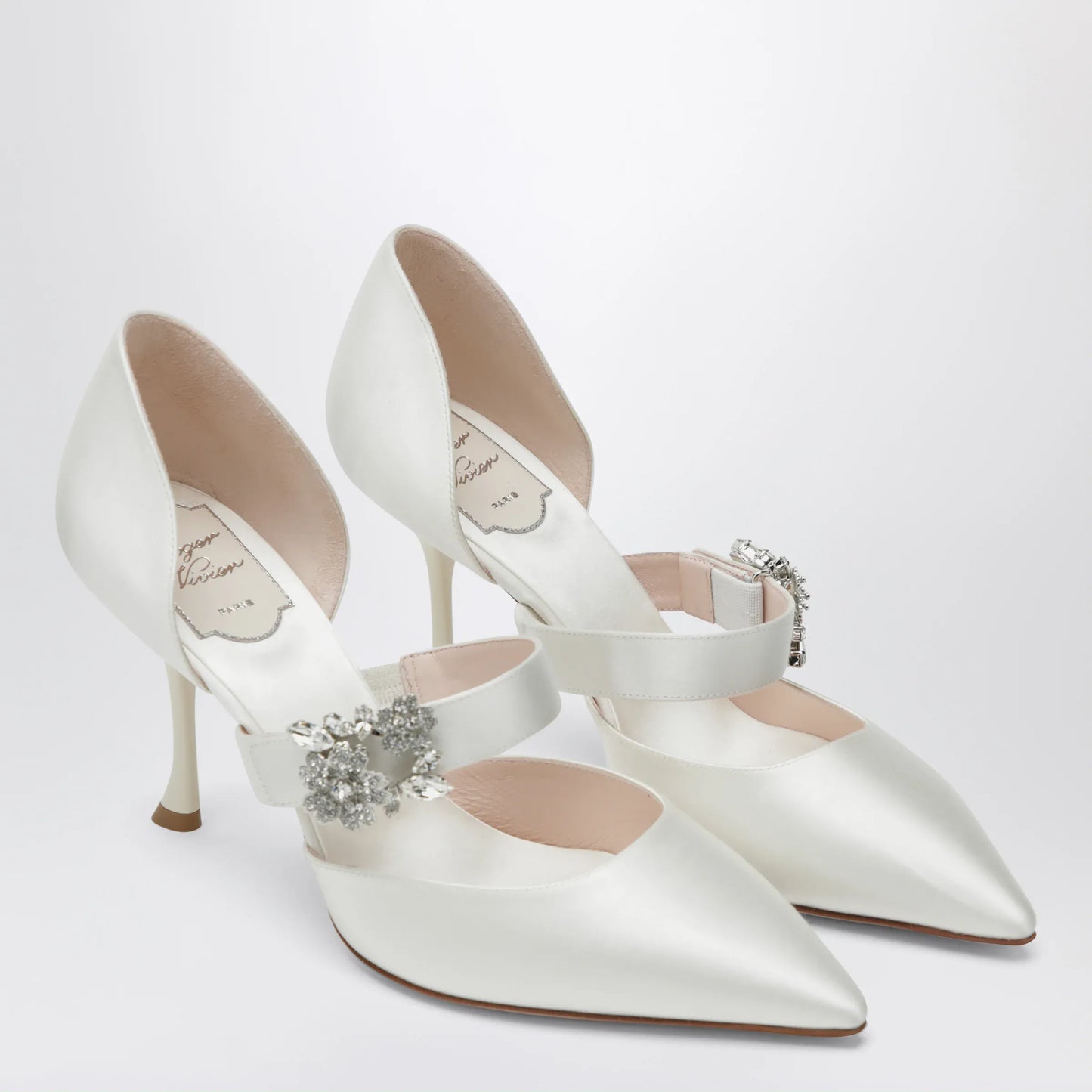ROGER VIVIER - Mary Jane Dorsay Efflorescence in Light Blue Satin