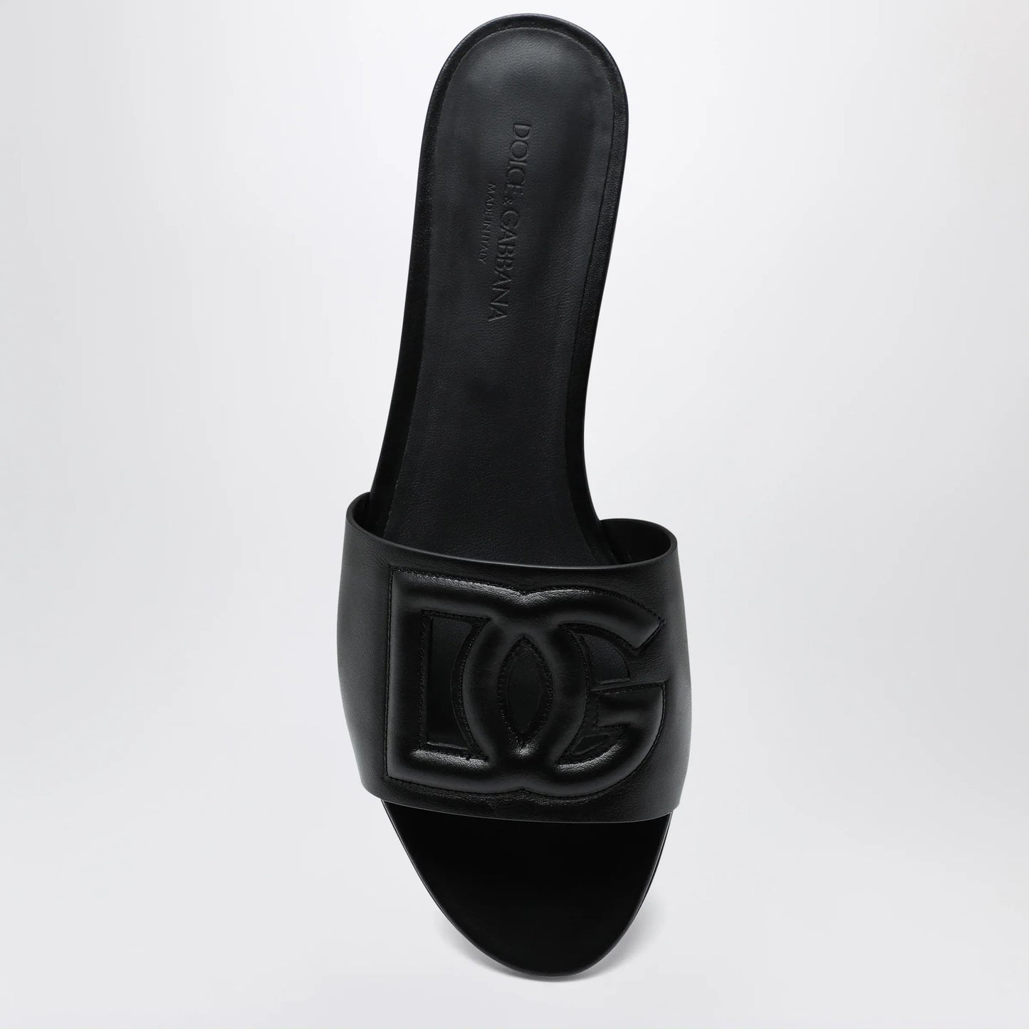 Dolce&Gabbana - Black leather slides with DG logo