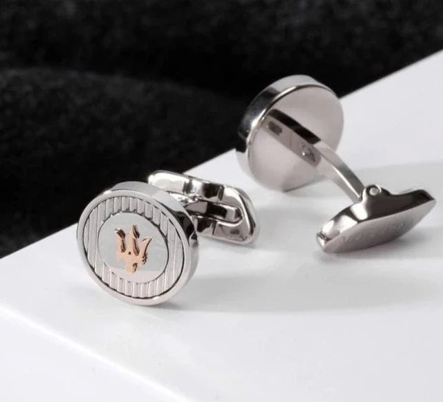 Maserati Leggenda Cufflinks Silver & Rose Gold Trident