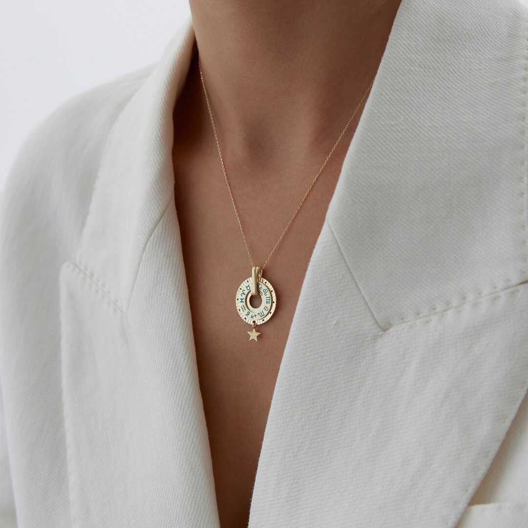14k Gold Zodiac Wheel Necklace