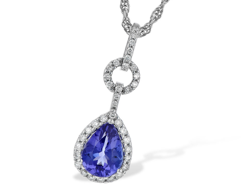 14KW Diamond and Pear-Shape Tanzanite Necklace