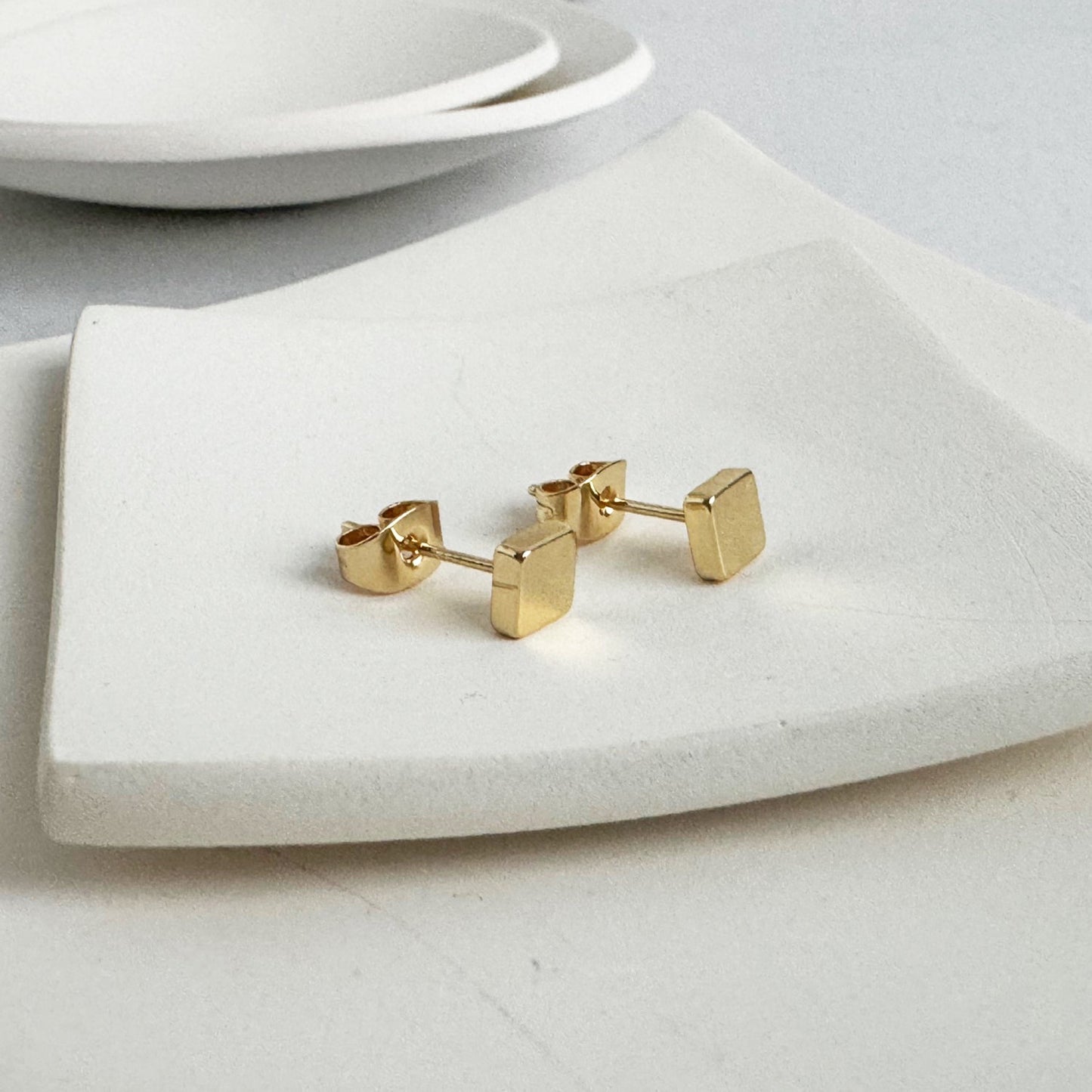 Square Stud Earrings in 18k Gold Plating