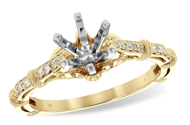 14K White Gold Vintage Diamond Semi-Mount Engagement Ring (Size 7)