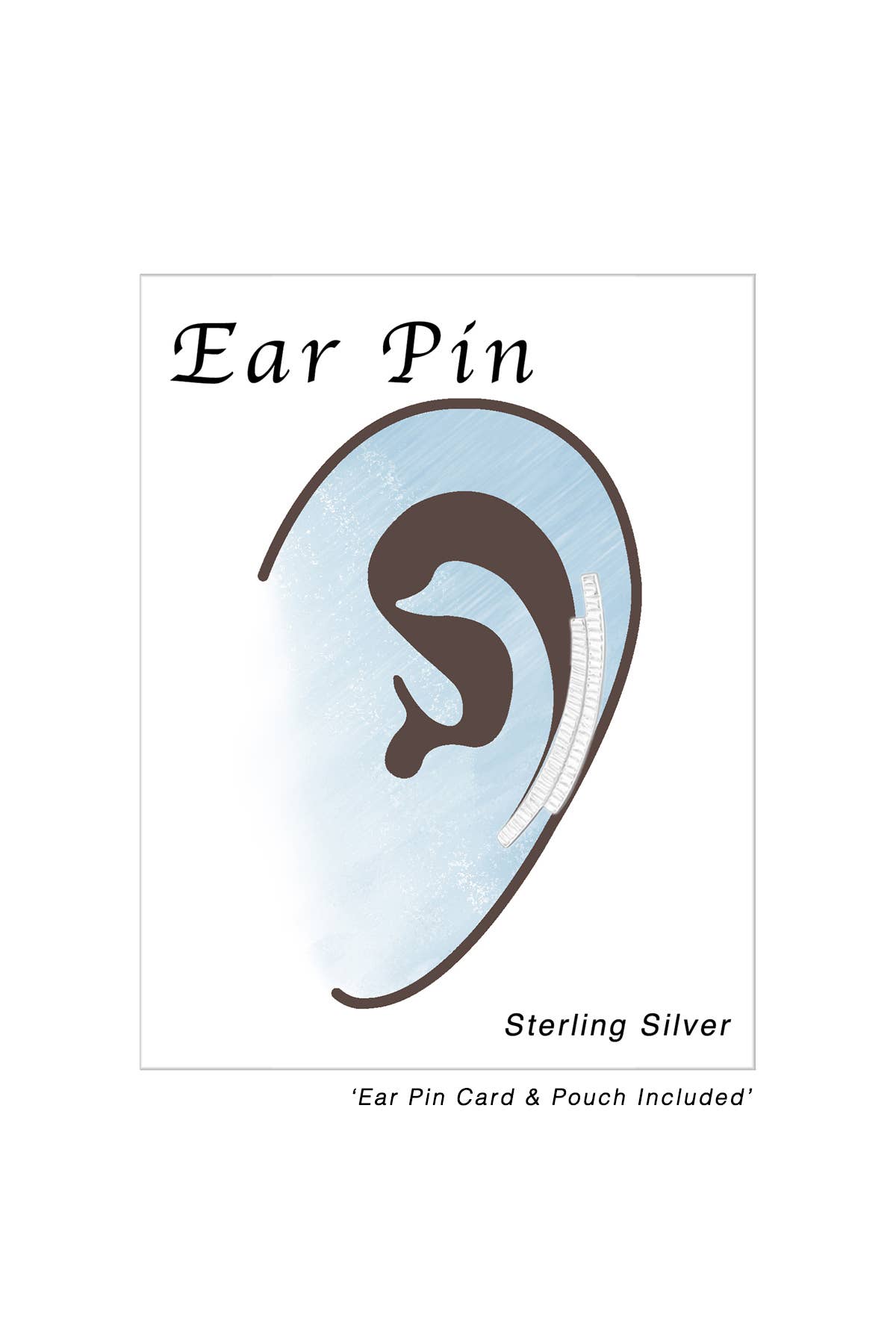 Sterling Silver Curved Ear Pin - SS