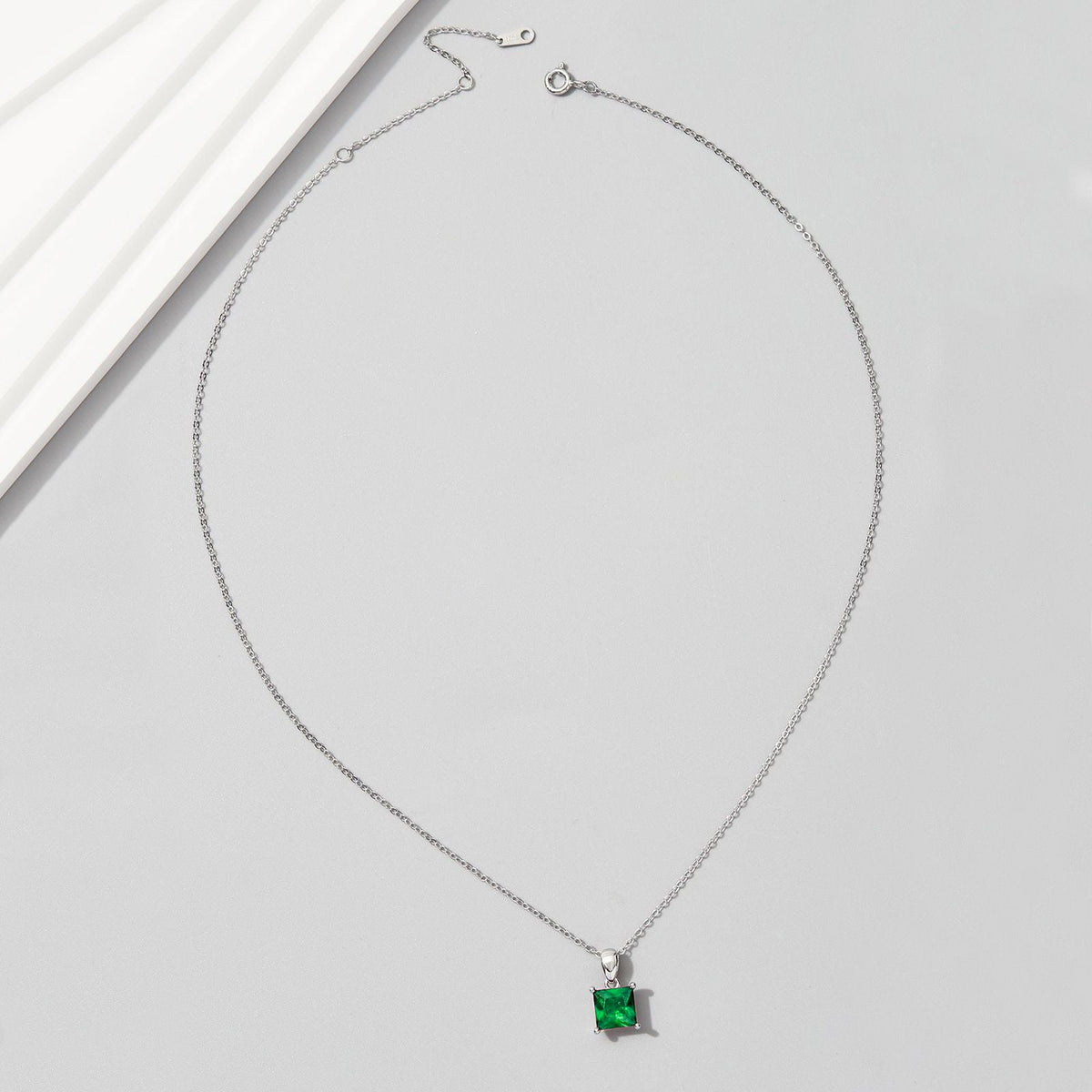 Princess Cut Emerald Necklace