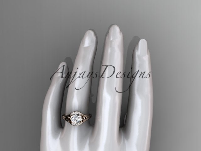 1 CT Round Lab Grown Diamond Halo Engagement Ring Celtic Trinity Knot Ring