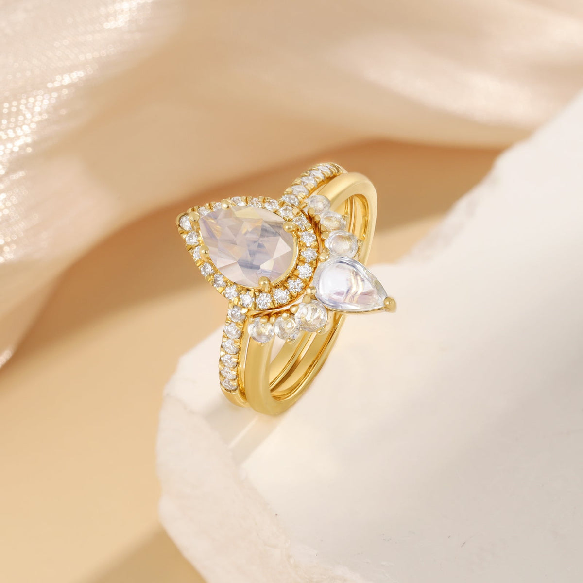 K Gold Natural Moonstone Ring