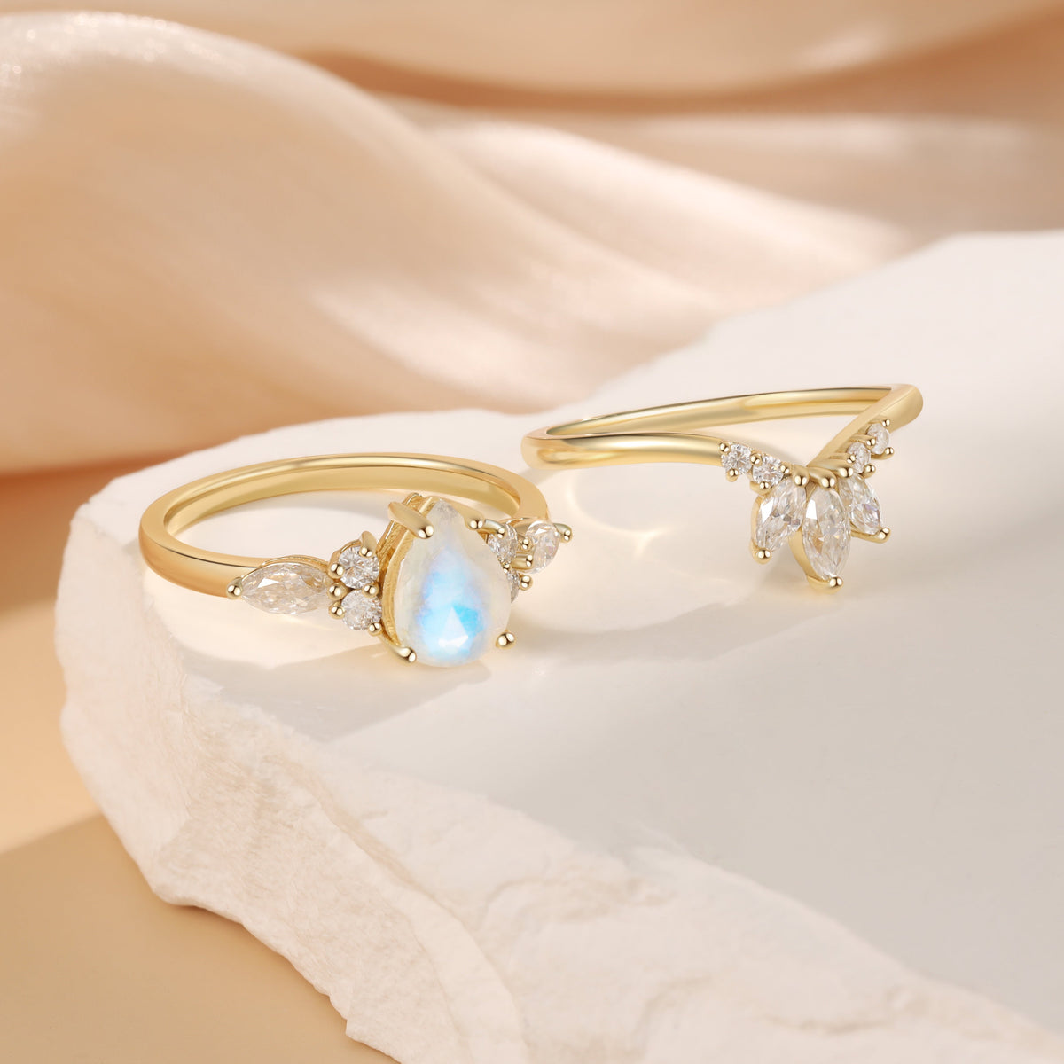 K Gold Natural Moonstone Ring