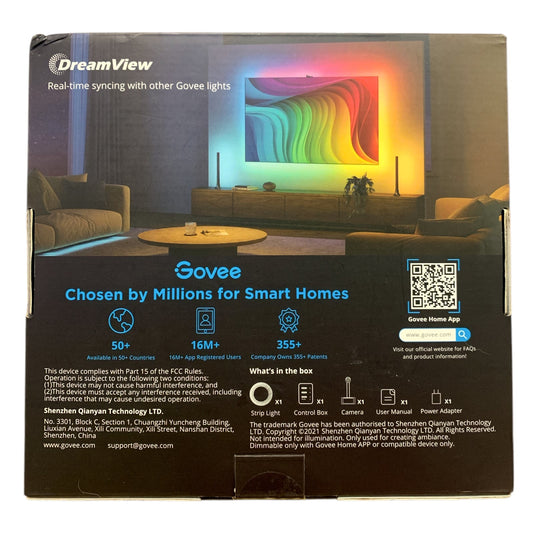 Govee Smart TV Backlight 3S, H6098, Color Sync 1080p Smart Camera, 55"-65" TVs