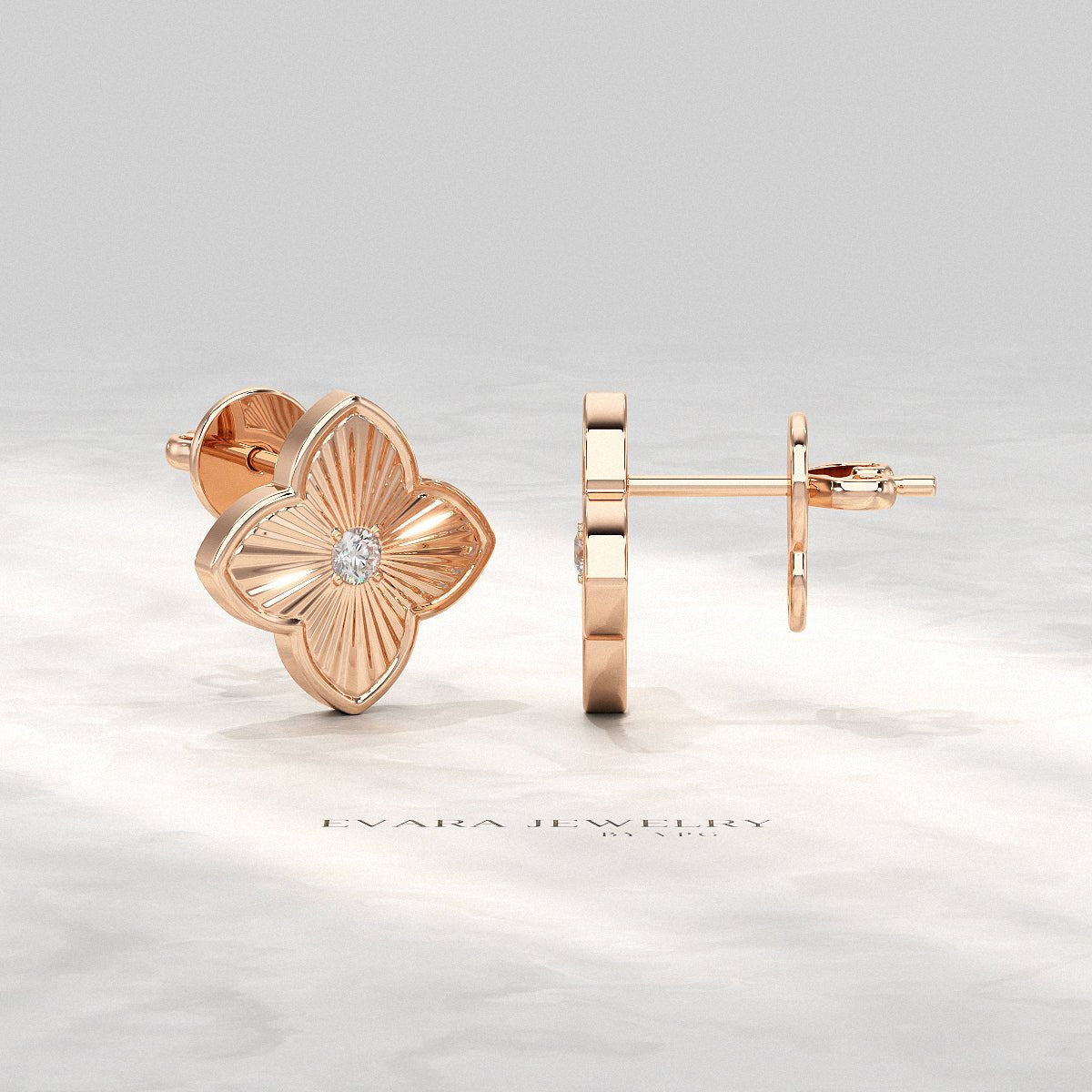 Clover Floral Diamond Earrings for Her