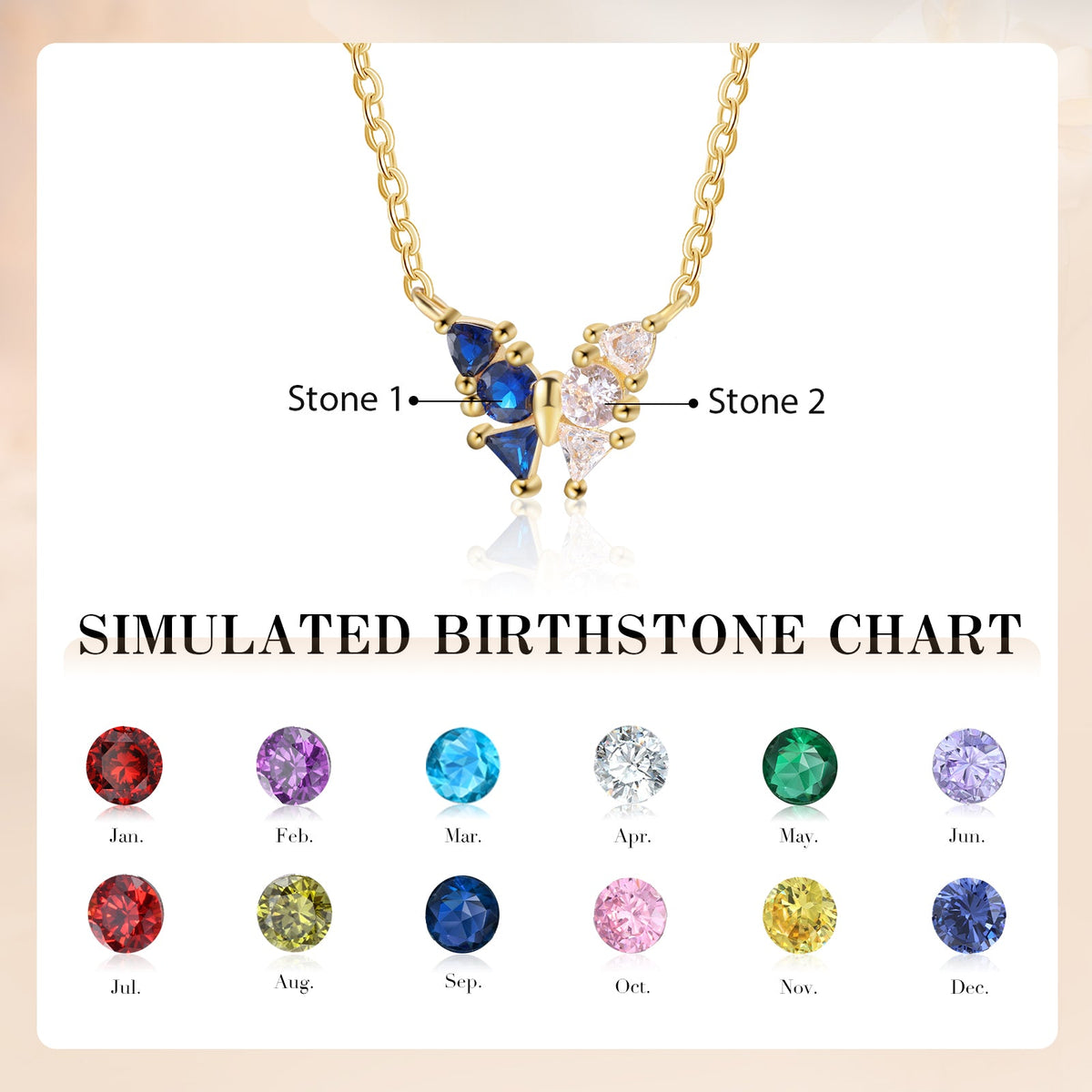 Custom Birthstone Butterfly Necklace