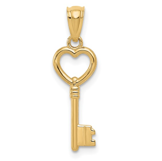 10KY Polished Heart Key Charm
