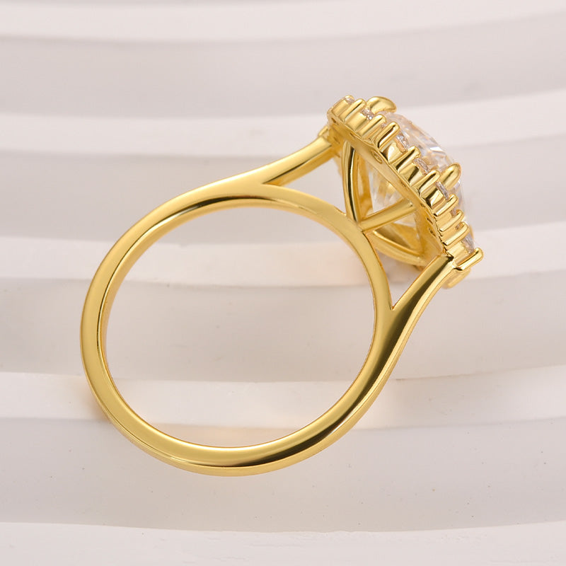 Artful Solarii Moissanite 4.5ct Radiant Cut 925 Sterling Silver Halo Design Engagement Ring