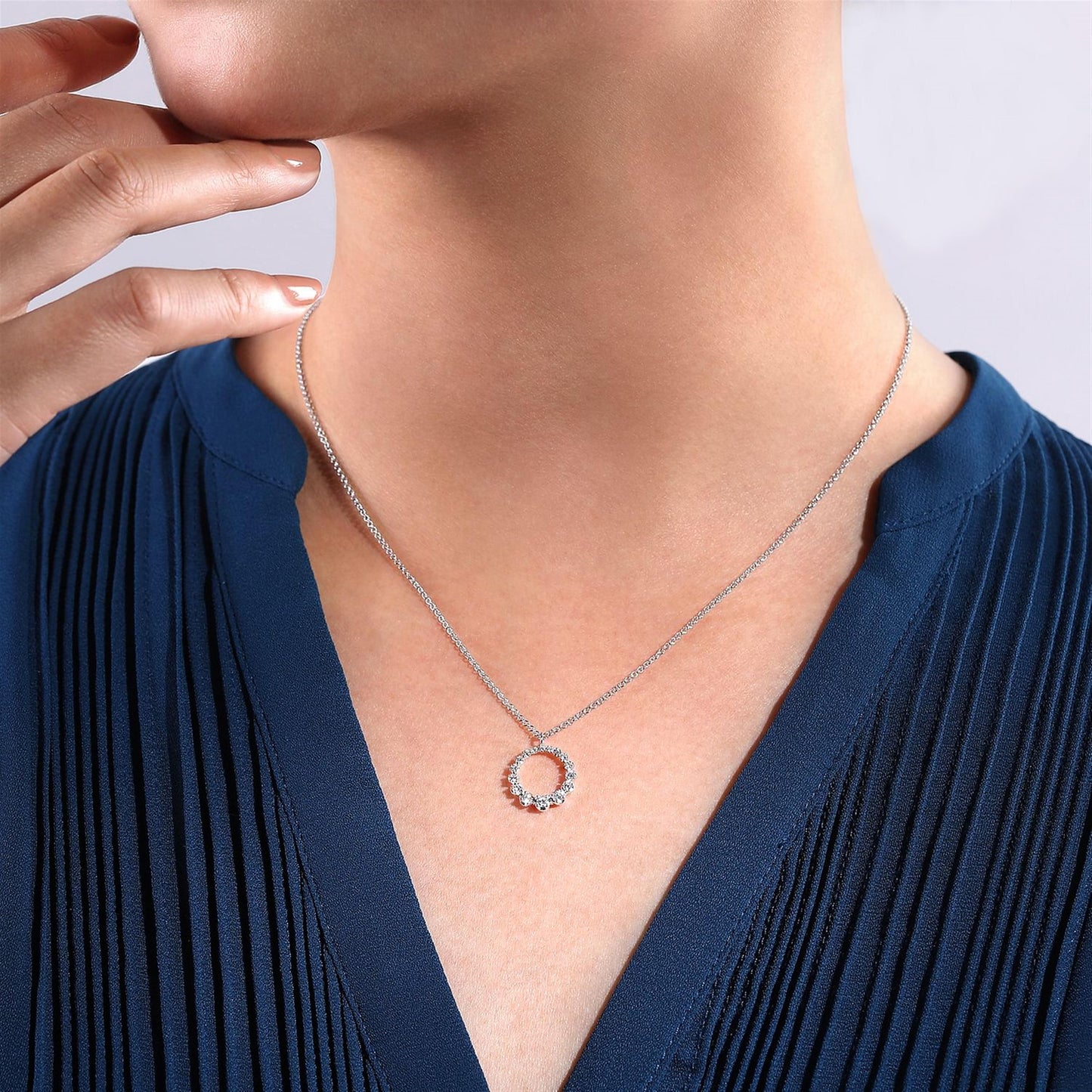 Diamond Open Circle Drop Pendant