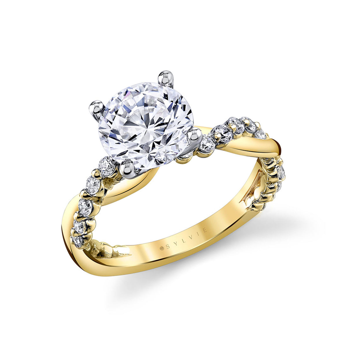 Round Diamond Twist Engagement Ring