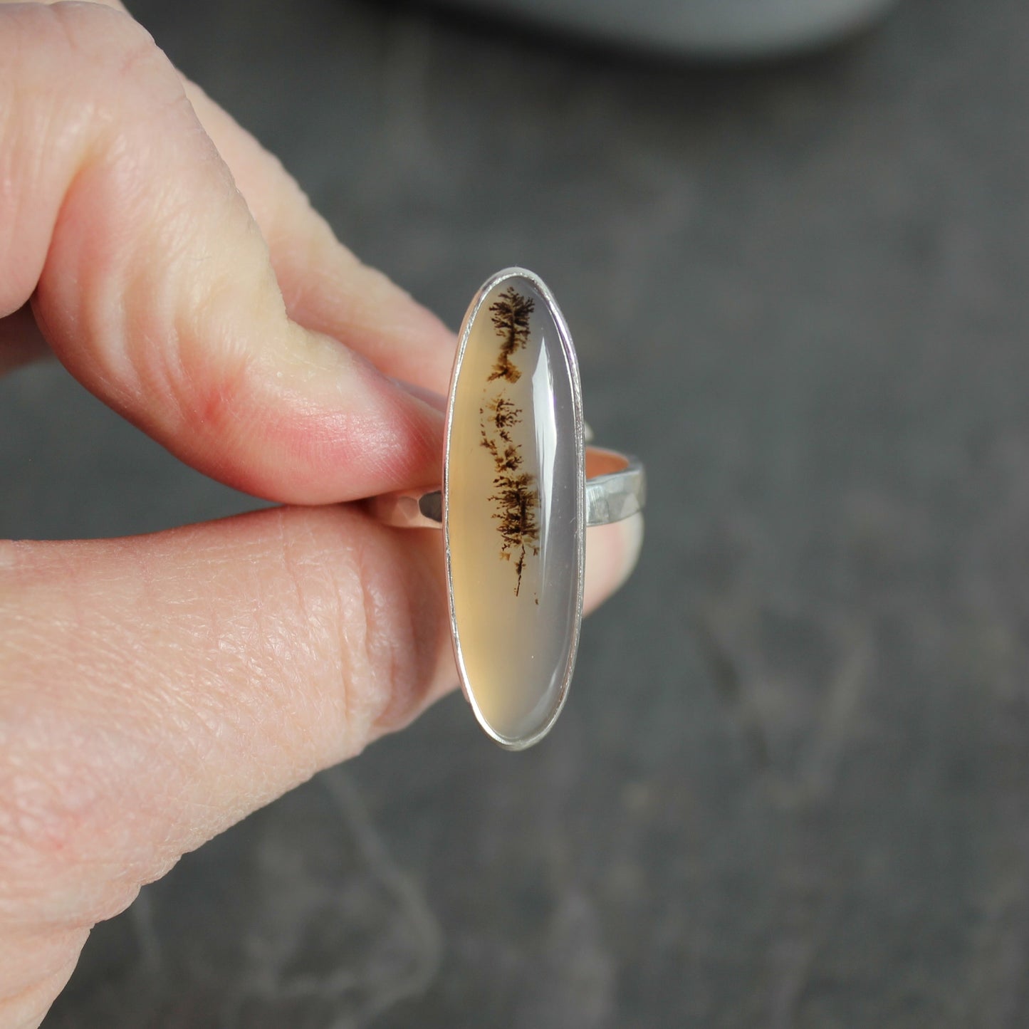 Montana Agate Statement Ring Size 10 | PNW Gemstone | Handmade Sterling Silver