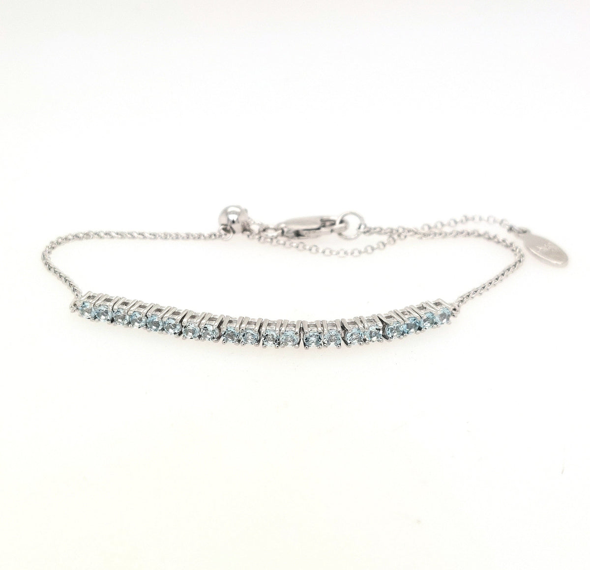Sterling Silver Aquamarine "Dazzle" Bracelet (Adjustable 8.25")