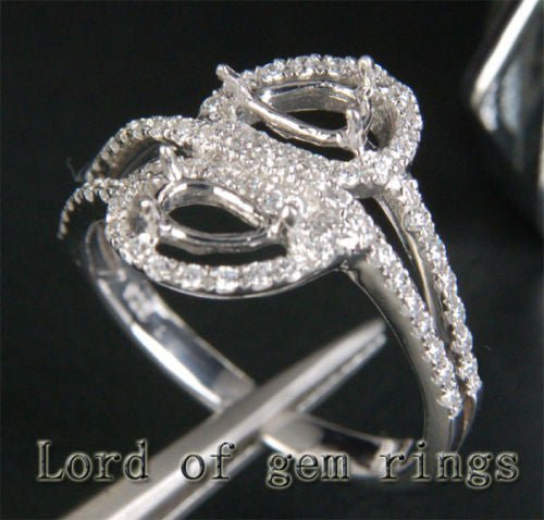 Custom Listing for Linda - Diamond Engagement Semi Mount Ring 14K White Gold Setting Pear