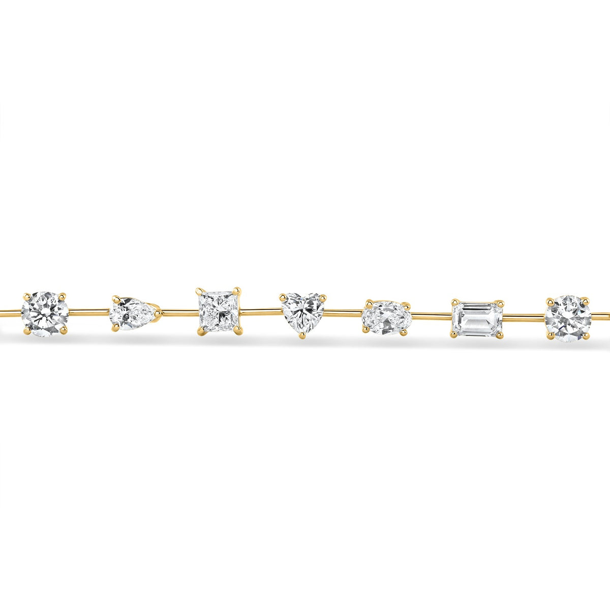 9Ct Mixed Cut Spaced Diamond Tennis Bracelet 14k Gold Lab Grown 7"