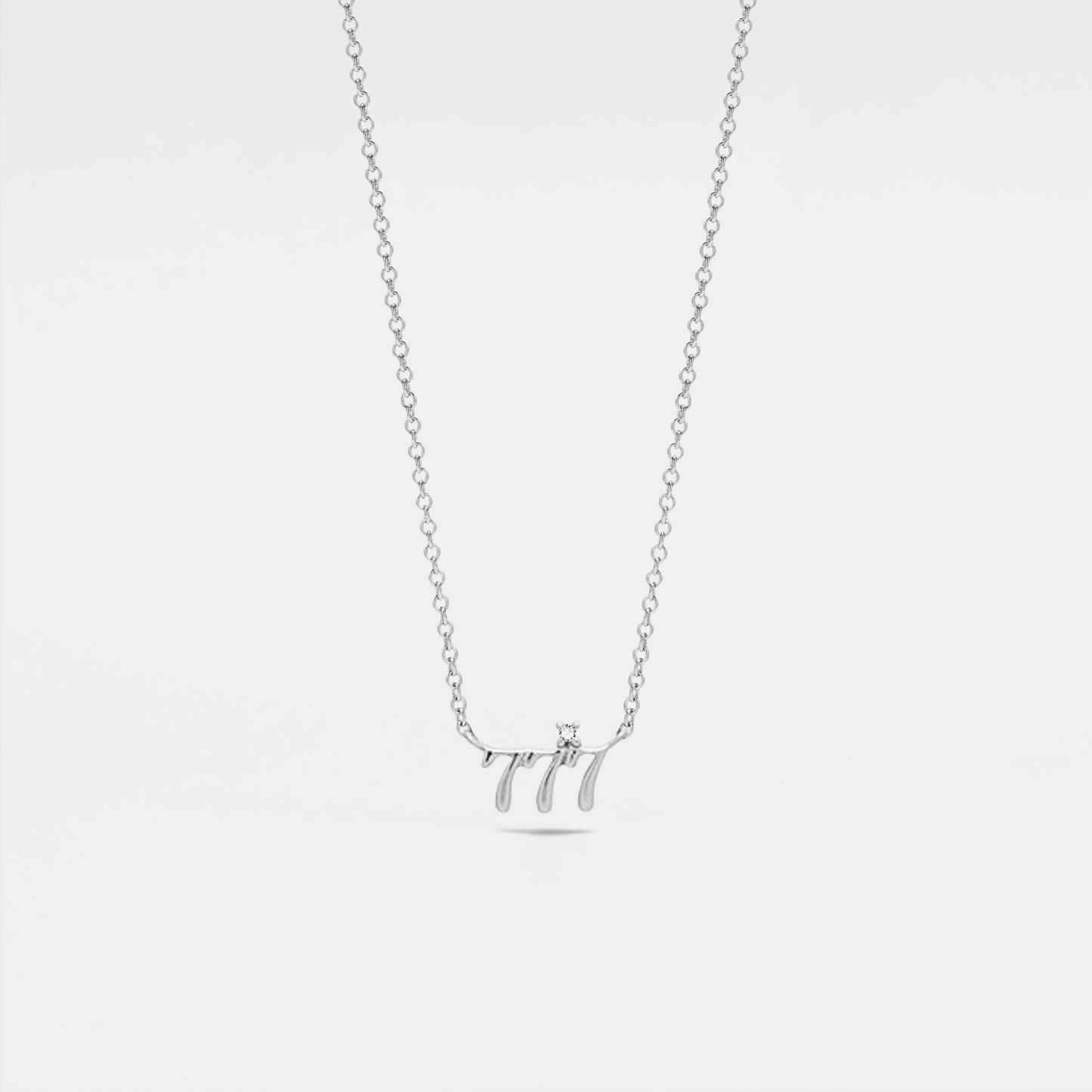 Dainty Angel Number Charm Necklace in 925 Sterling Silver: Yellow Gold / 111