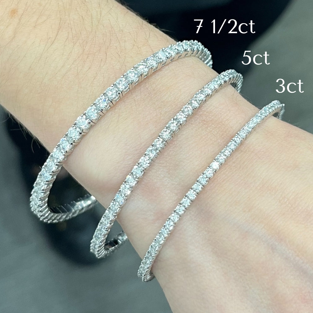 4Ct F/VS Diamond Flexible Oval Bangle Women's Bracelet 14k White Gold Lab Grown