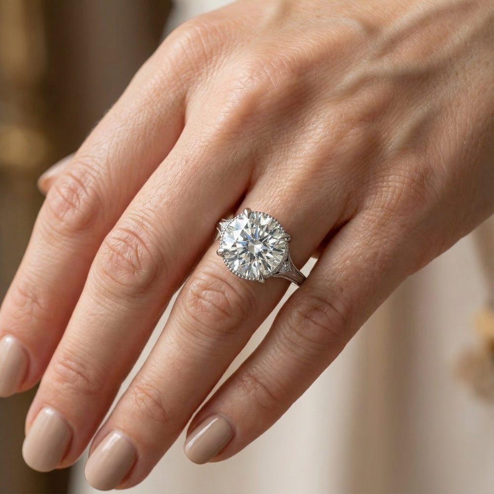 Certified I/SI1 4.02Ct Swift Round Diamond Engagement Ring 14k White Gold
