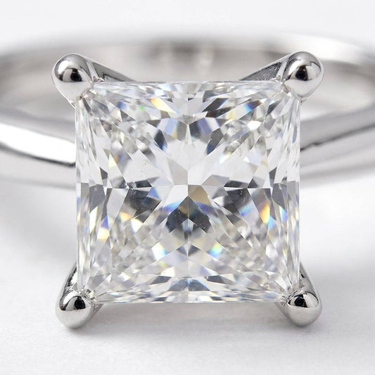 5 Carat Princess Lab Grown Diamond Engagement Ring | 14K White Gold