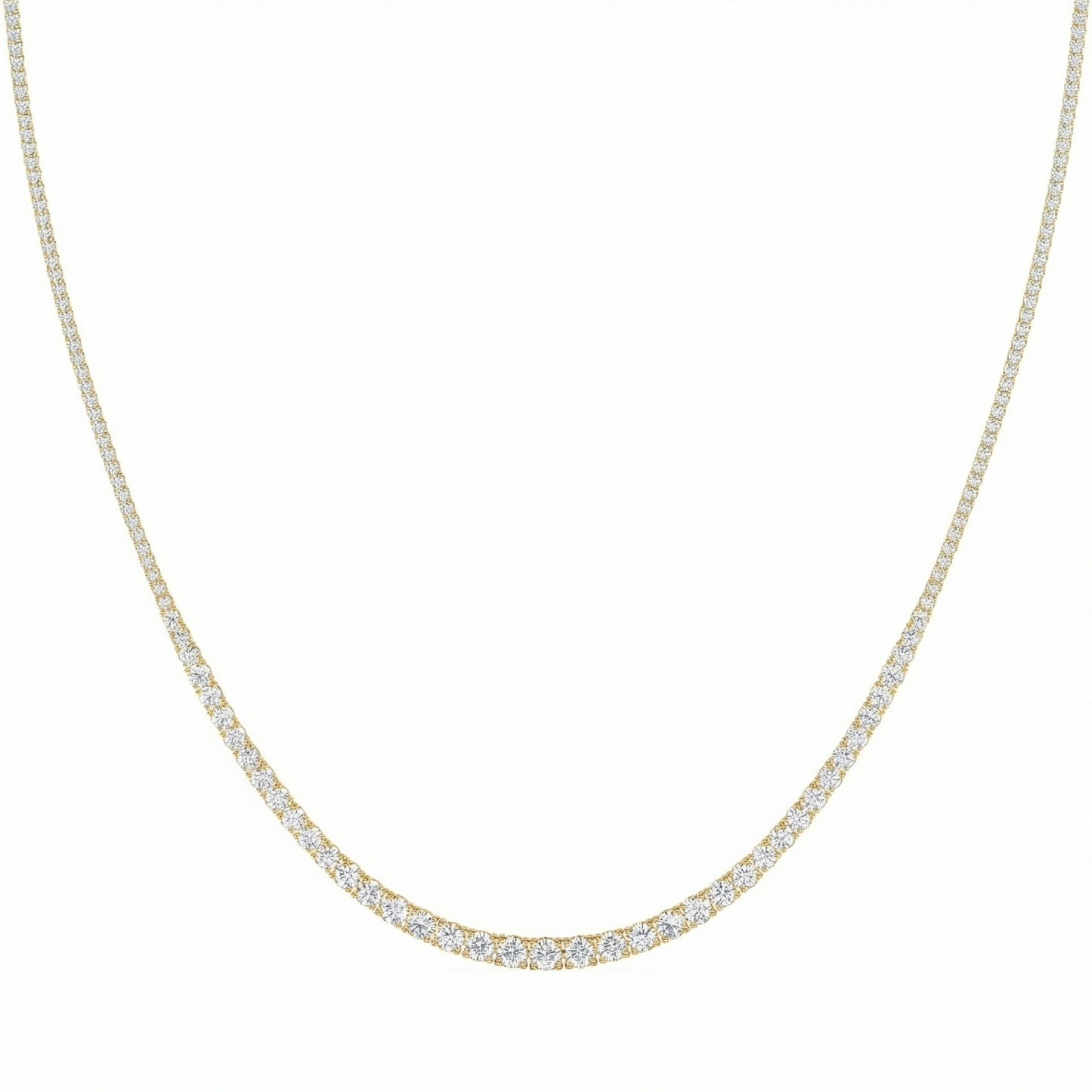 10Ct Graduated Diamond Tennis Necklace Lab Grown 14k Gold 18"