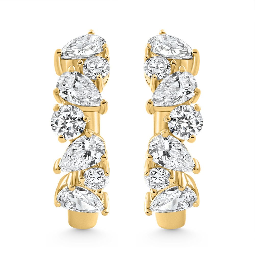 2Ct Pear & Round Ali Diamond Hoops 14k Gold 19mm Earrings Lab Grown