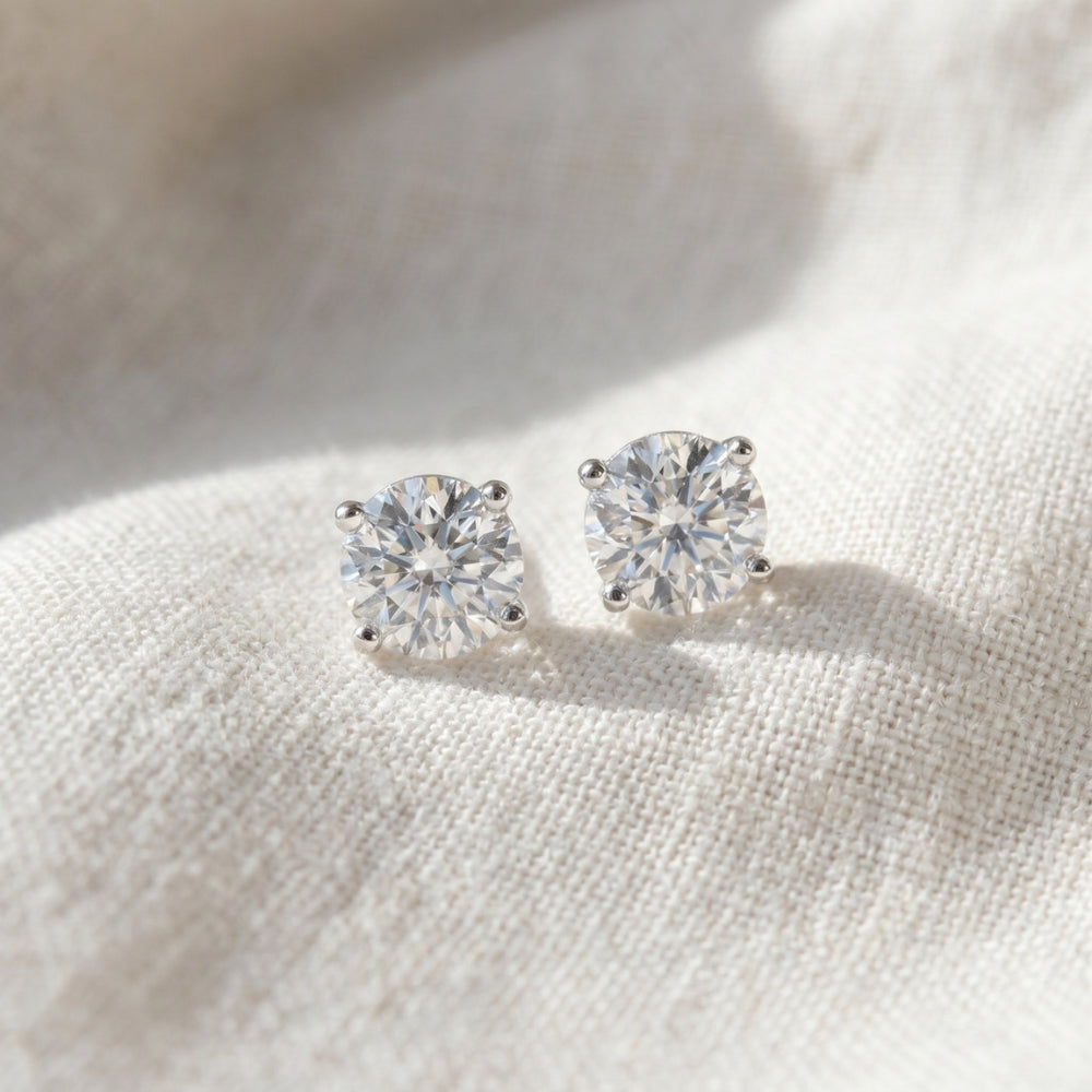Certified 1.10Ct TW 14K White Gold Diamond Stud Earrings