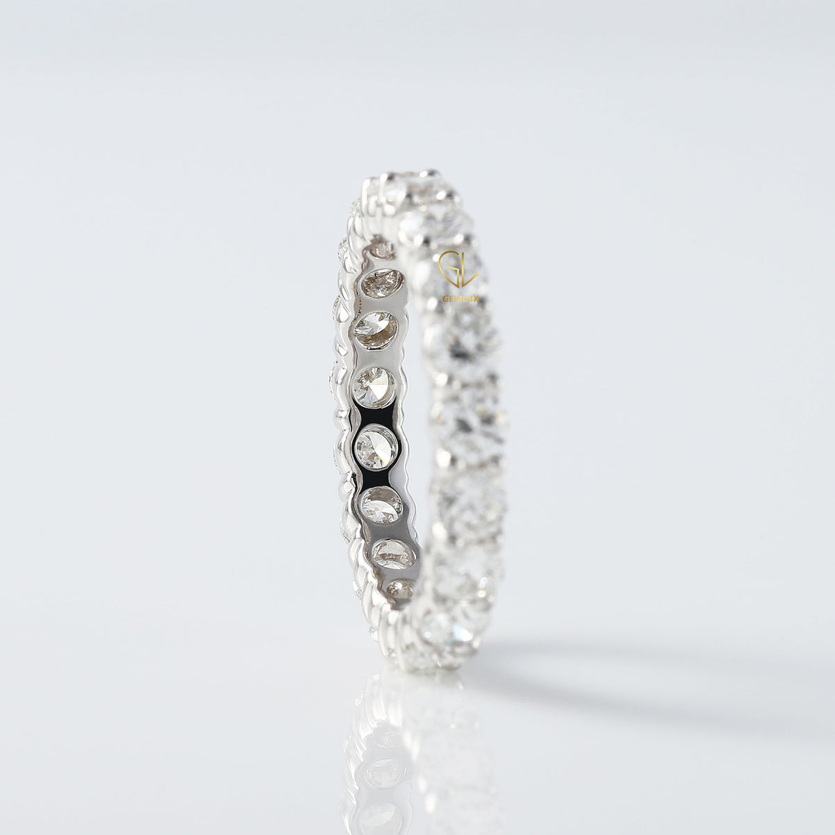 Round Cut Moissanite Eternity Wedding Band