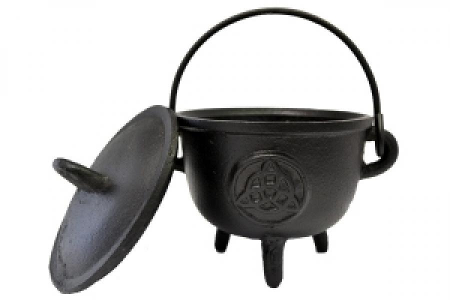 Triquetra Cast Iron Cauldron with Lid