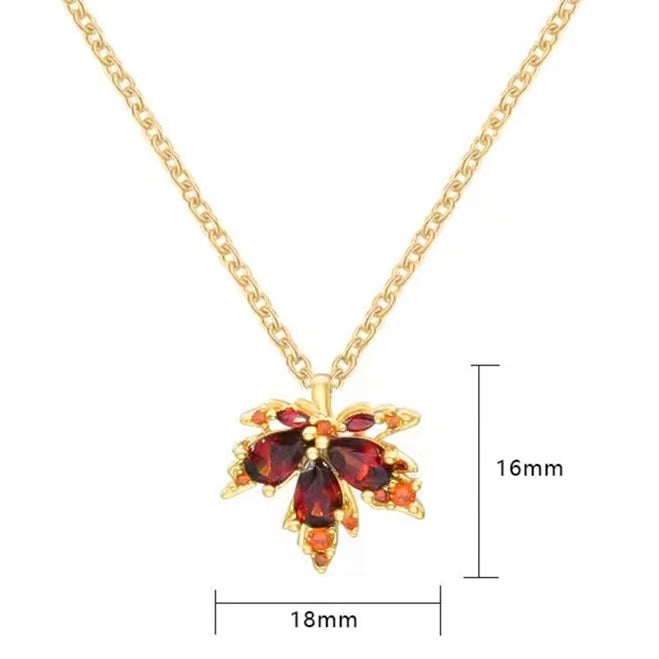 Marquise Cut Cubic Zirconia Classic Maple Leaf Necklace
