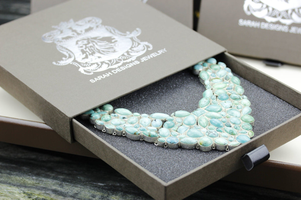 Polish Gaspéite Squash Blossom Statement Necklace BN74