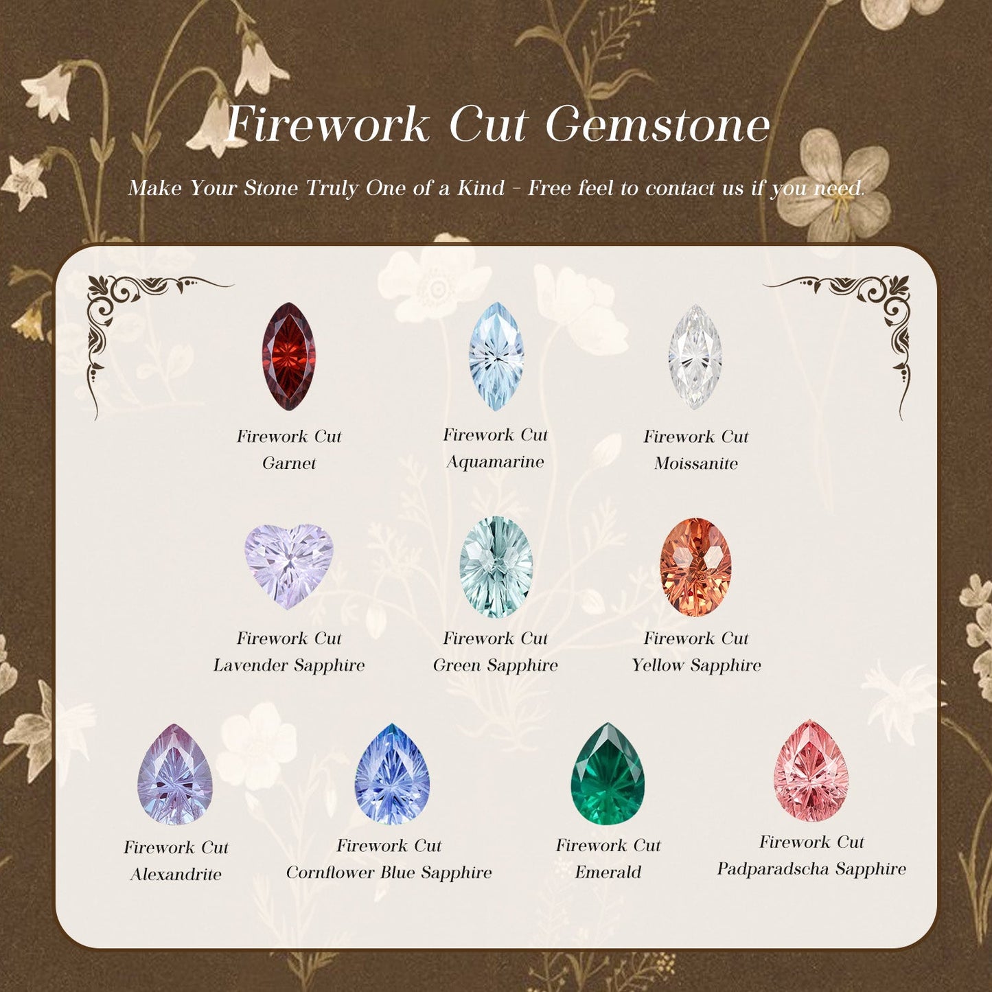 Hesper - Filigree Leafy Pear Firework Cut Green Sapphire Engagement Ring