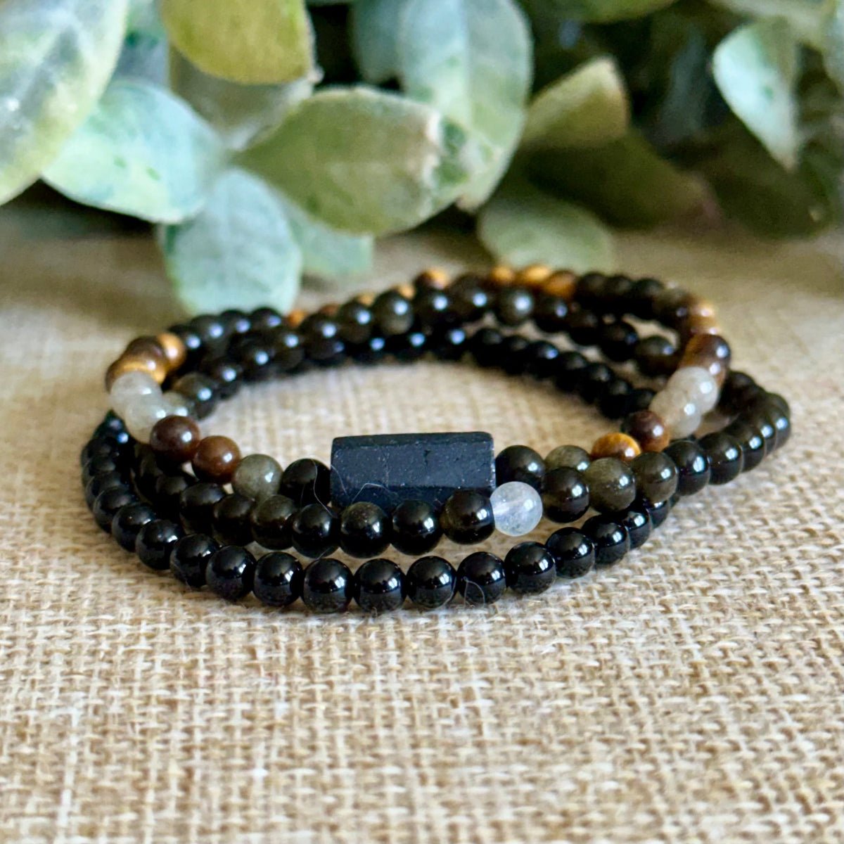 Full Moon: Silver Sheen Obsidian + Moonstone (Tiny)