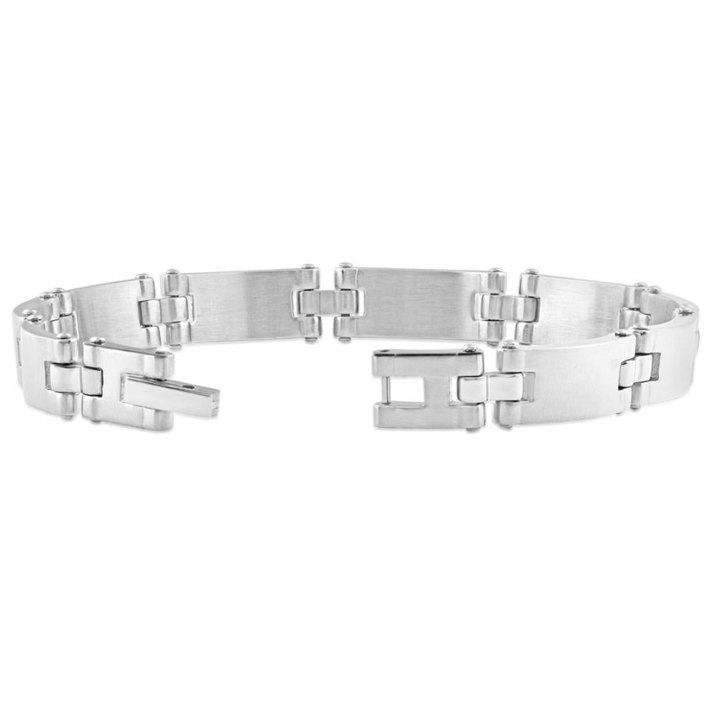 Men's Polished Steel And Dark Gold Two Tone Flexible 8mm Link 8.5 " Bracelet