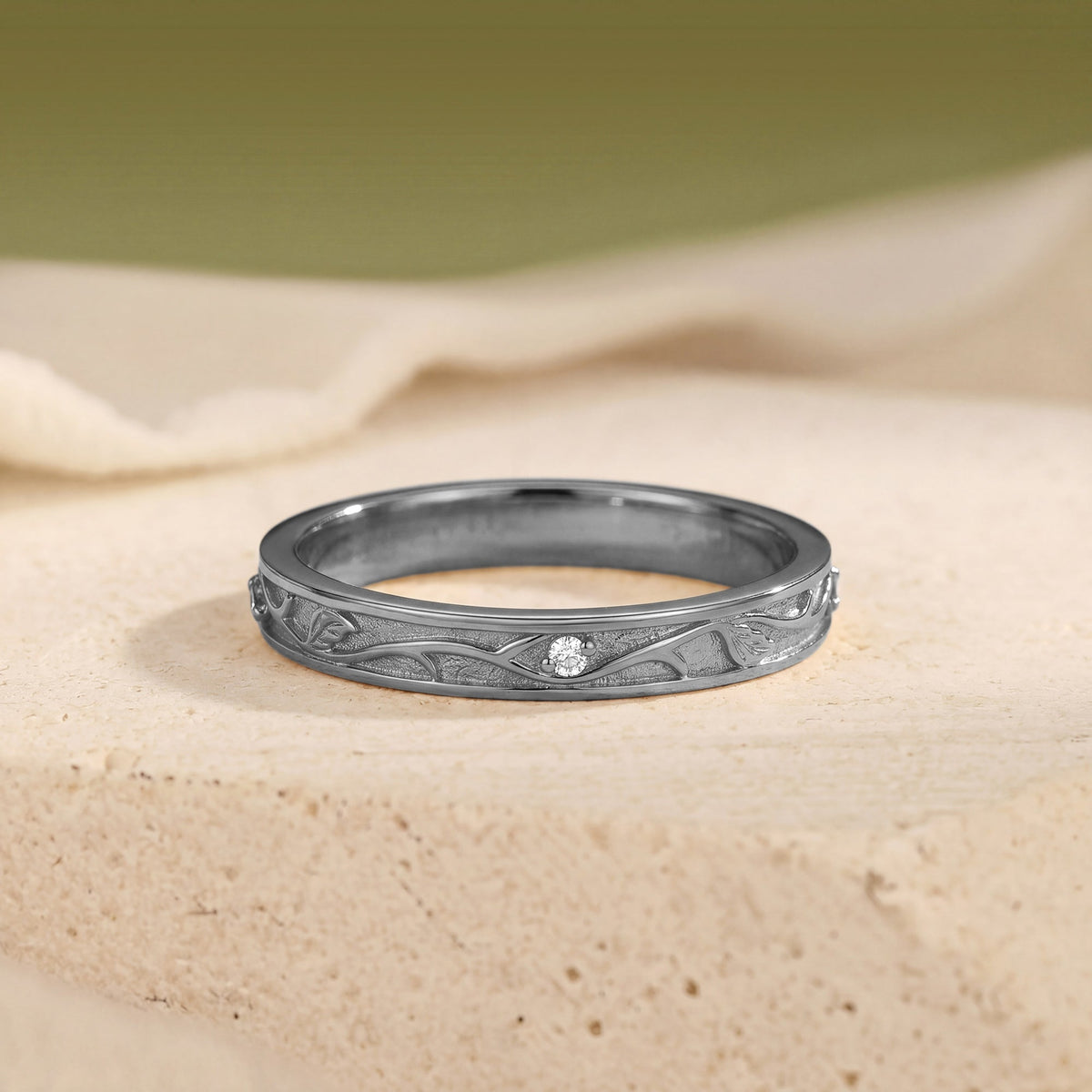 3MM Vine Branch Minimalist Wedding Band