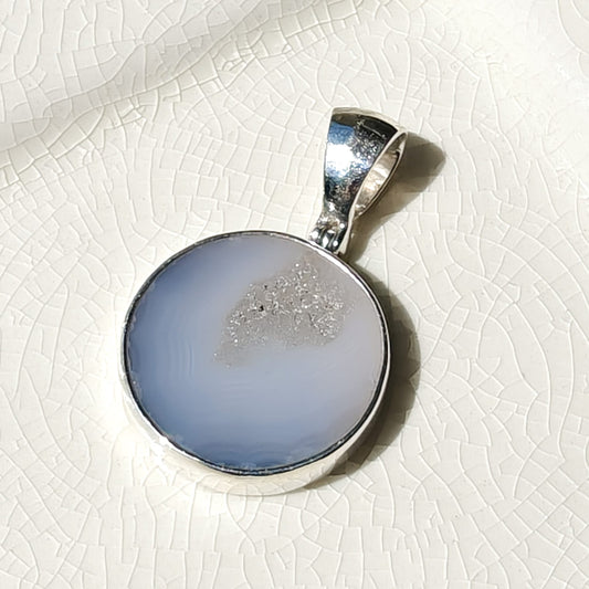 Grey Natural Agate Pendant in Sterling Silver | May birthstone and Gemini Gift
