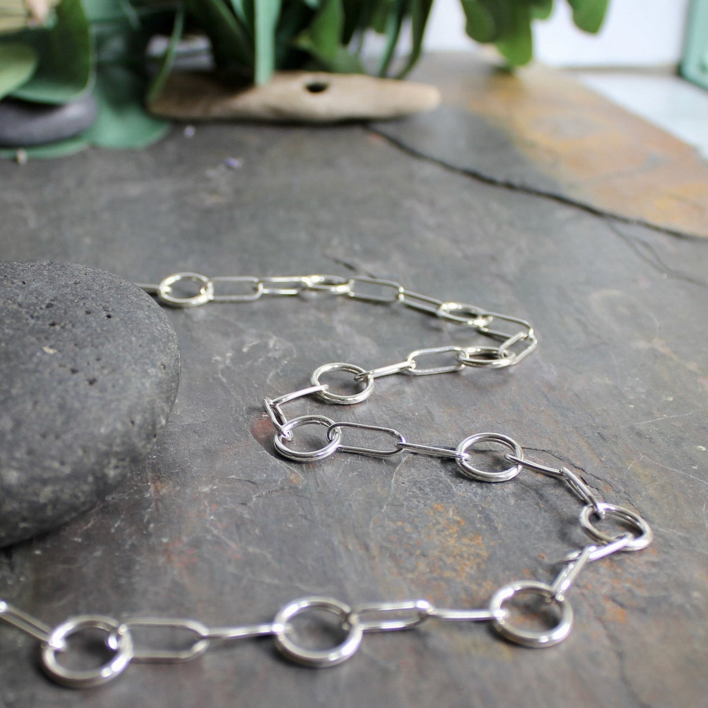 Sterling Silver Oval and Round Link Chain Necklace | Handmade | Ready to Ship