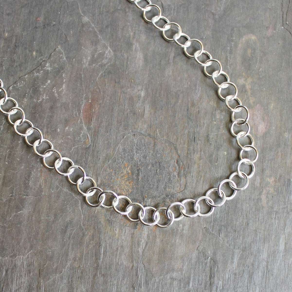 Heavy Sterling Silver Round Link Chain Necklace 1.4oz | Handmade | Ready to Ship