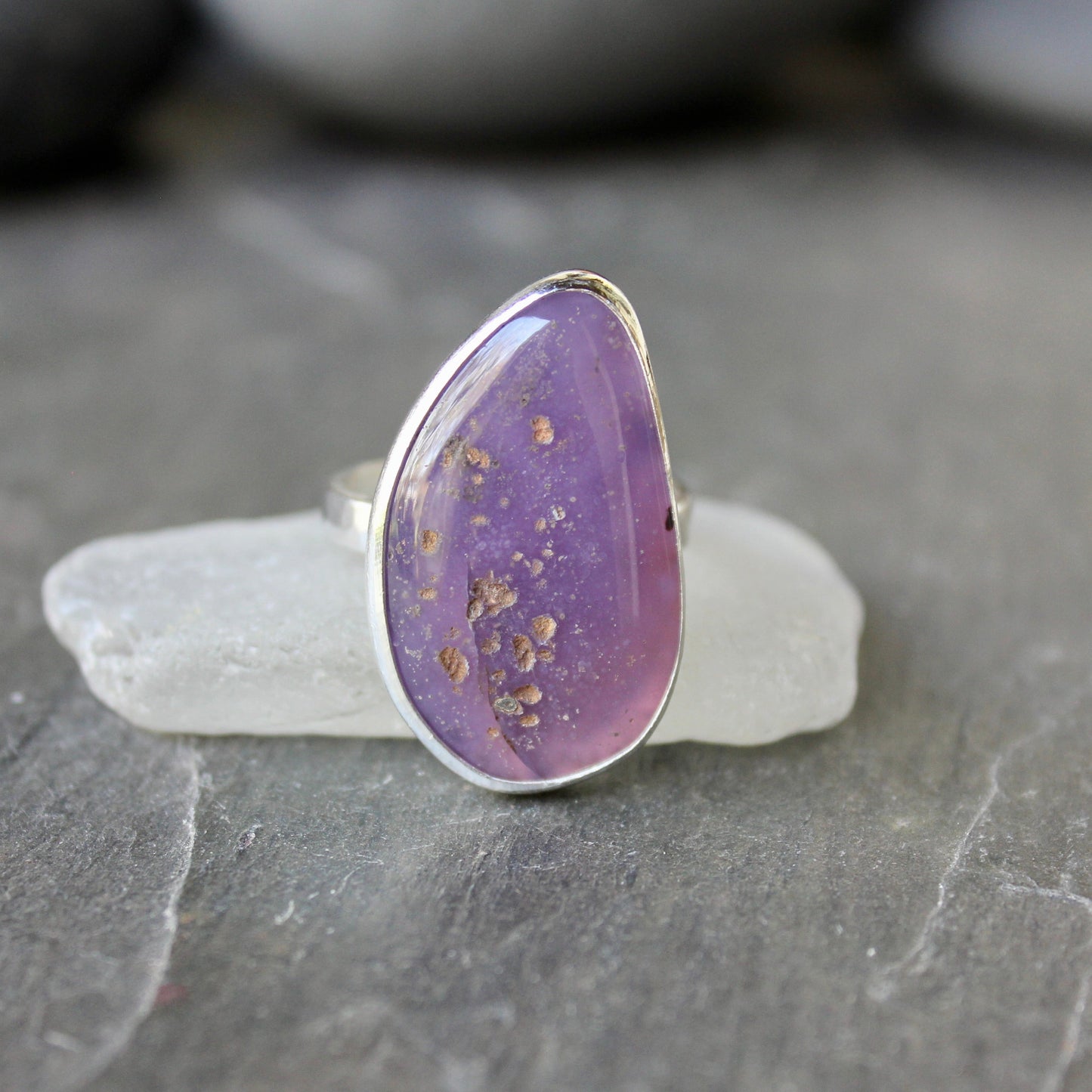 Oregon Holley Blue Agate Statement Ring Size 12 | PNW Gemstone | Handmade Sterling Silver