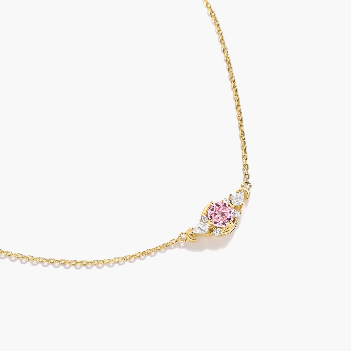Moon Design Custom Round Cut Padparadscha Necklace