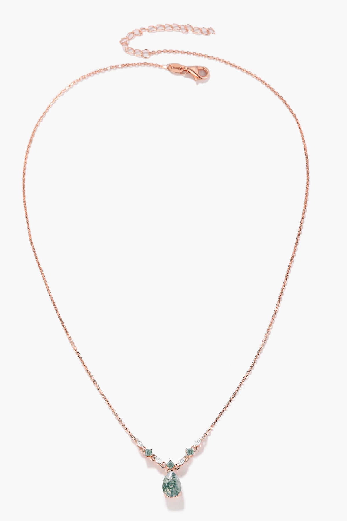 Custom Pear Cut Moss Agate Necklace