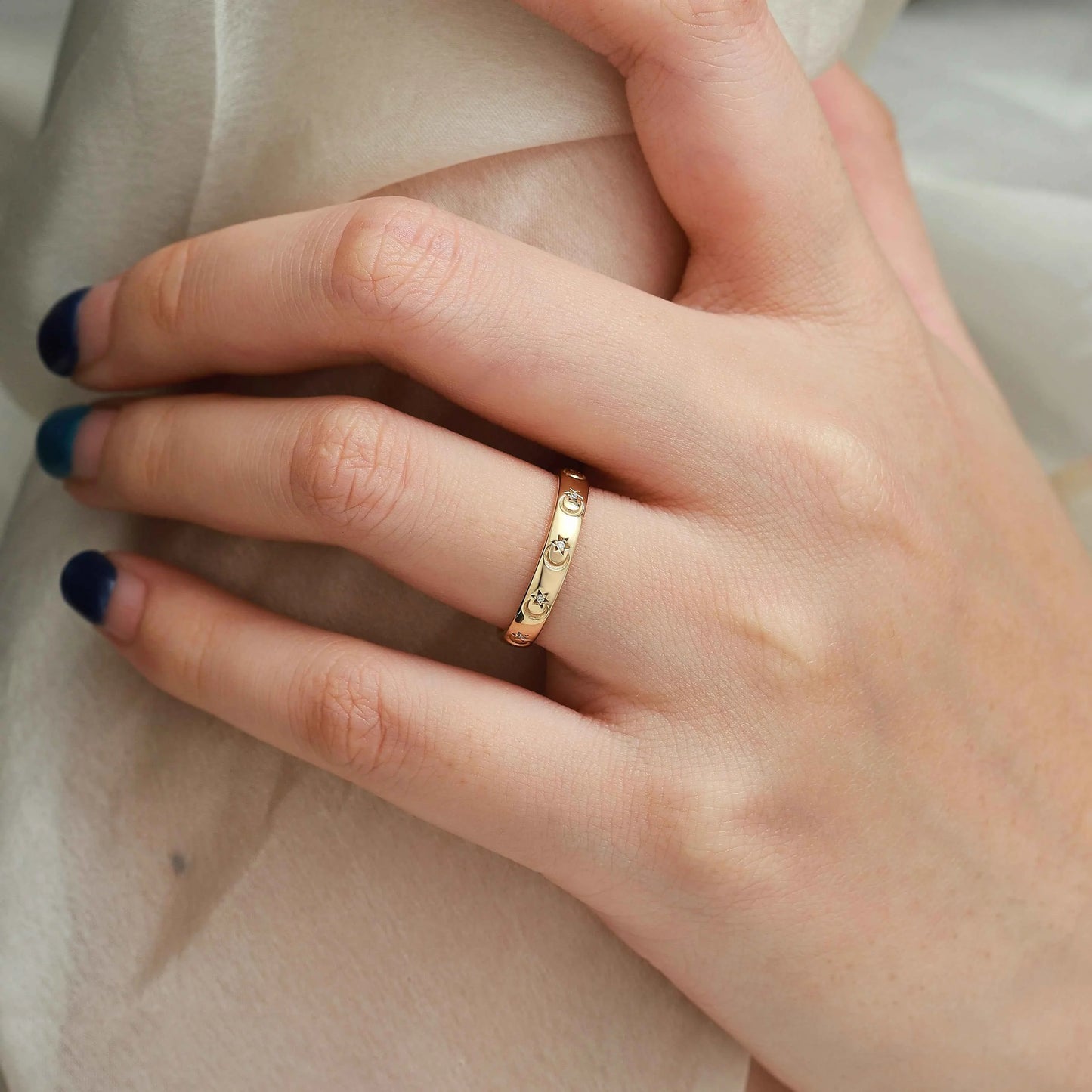 Moon & Star Men's Wedding Band