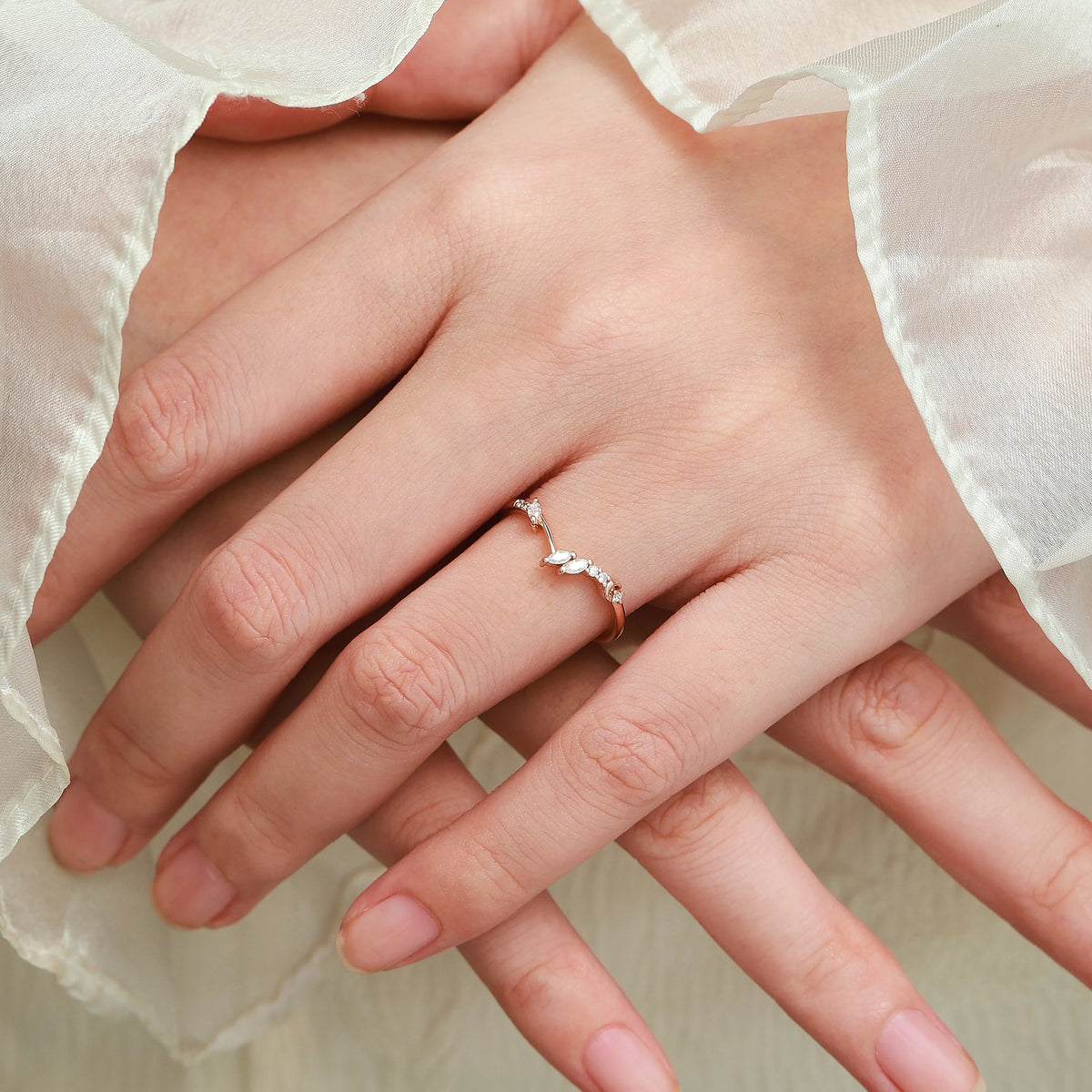 Moon Design Moissanite Wedding Band