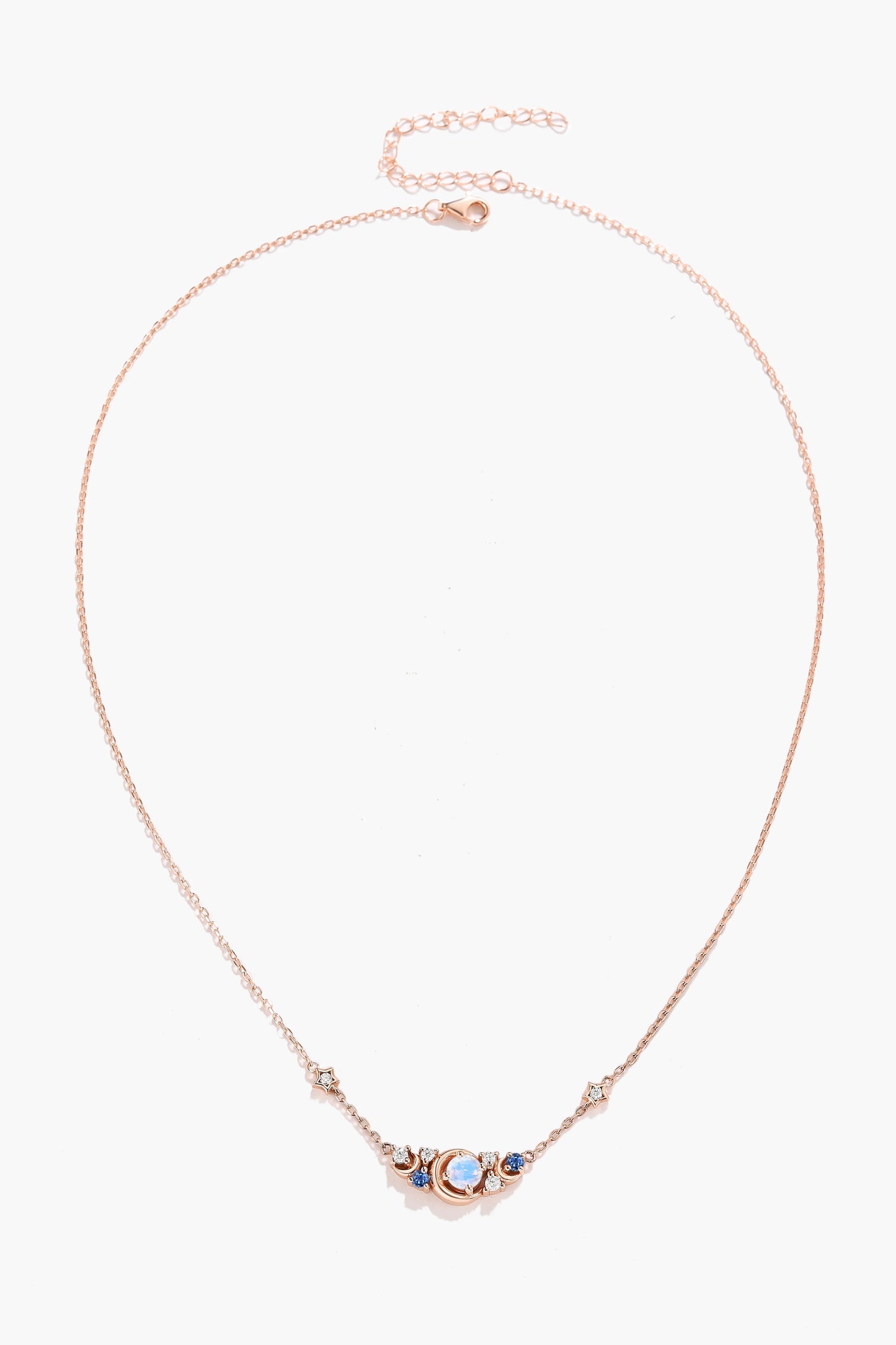 Custom Round Cut Moonstone Necklace - Moon