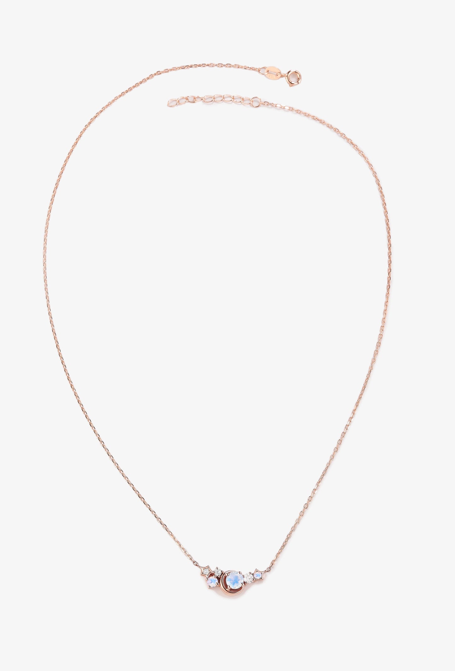 Custom Round Cut Moonstone Necklace - Star