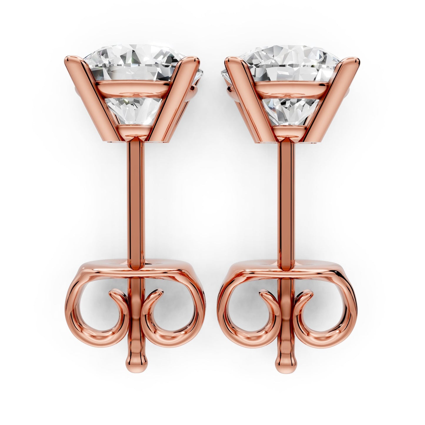 Diamond Earring Studs 14k Solid Gold Lab Grown 4 Prong Diamond Earrings For Women VS1 Clarity IGI Certified