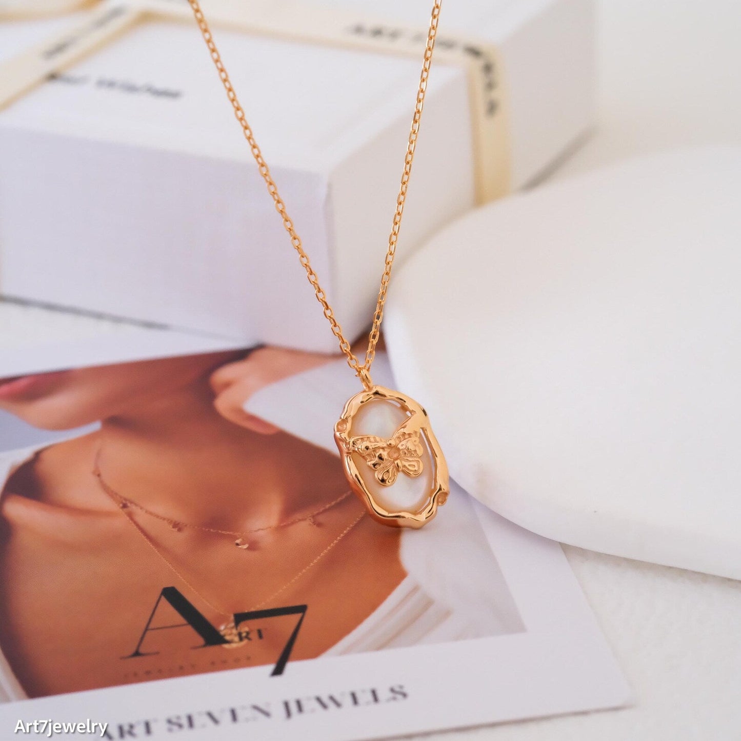 Mother of Pearl Butterfly Necklace